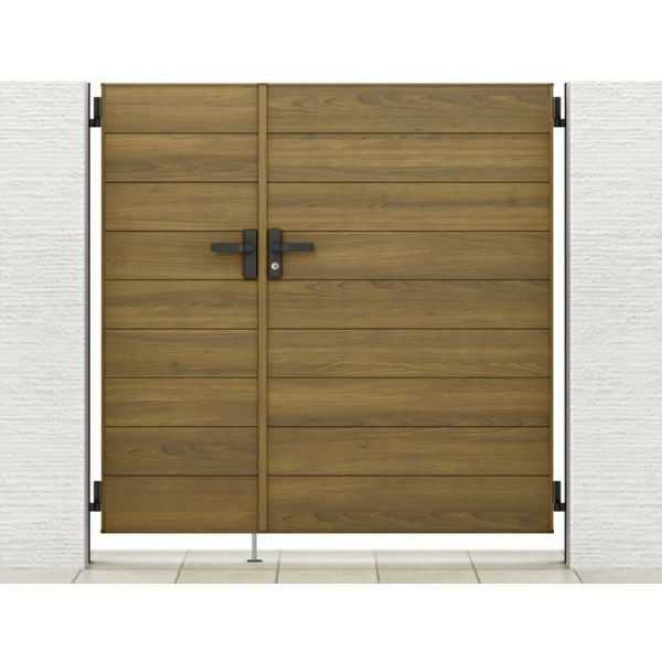 門扉 リクシル 開き門扉AA YM1型 横桟 両開き 親子 04-08-12/04-08-14 柱使用 W1200(400+800)×H1200/1400mm LIXIL 開き門扉 リフォーム