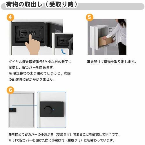 宅配ボックス リクシル 宅配ボックスKT コンパクト ポール仕様 高さ1457.5mm 本体480×460.5×270mm×4 集合住宅 アパート 2段2列(4台) ポスト LIXIL リフォーム 11枚目