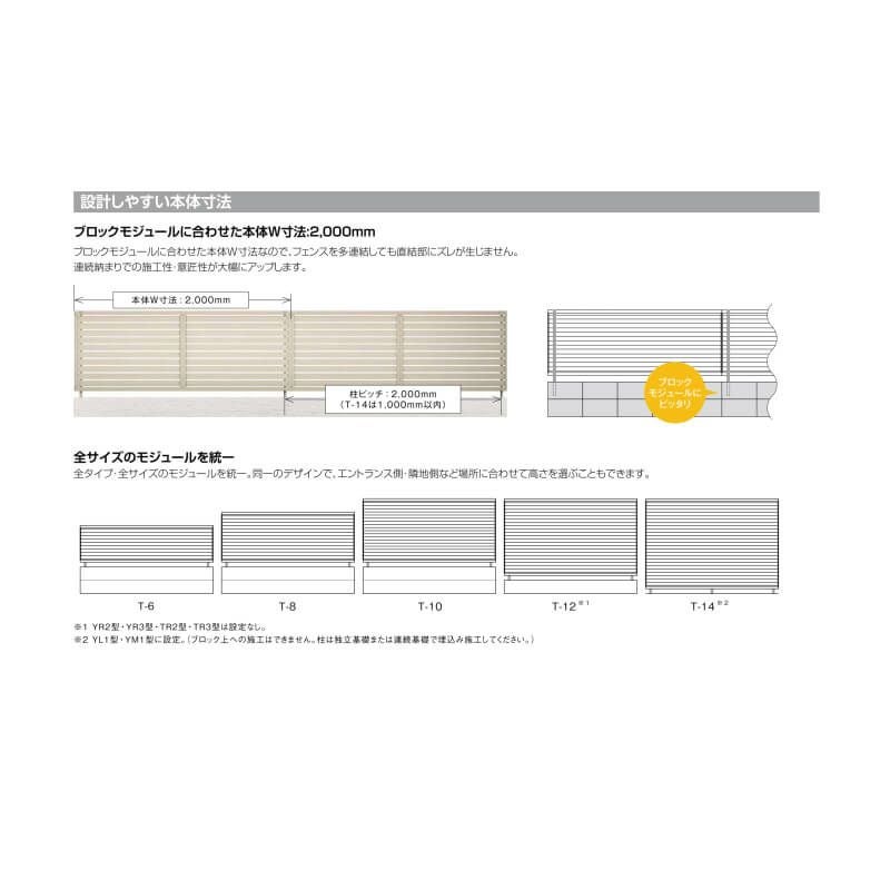 フェンス LIXIL フェンスAB YM1型(横目隠し1) T-12 本体 2000mm(フリー