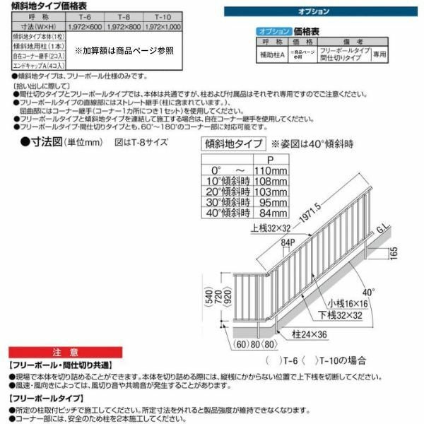 フェンス LIXIL ハイサモア 傾斜地タイプ T-10 本体 1972×1000mm 4枚目