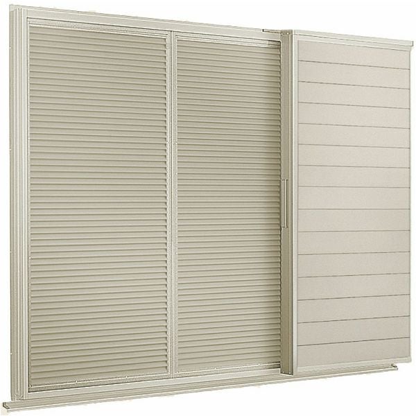 後付け雨戸 LIXIL/TOSTEM 雨戸一筋 半外付型 壁付タイプ ルーバー雨戸 2枚 鏡板付戸袋 オーダーサイズ 幅一筋W1050～1539×高さ一筋H337～907mm 台風対策