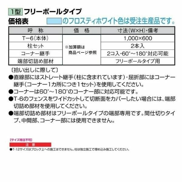 フェンス LIXIL ラフィーネフェンス1型 フリーポールタイプ Ｔ-6 本体 1000×600mm 3枚目