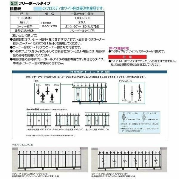フェンス LIXIL ラフィーネフェンス2型 フリーポールタイプ Ｔ-6 本体 1000×600mm 3枚目