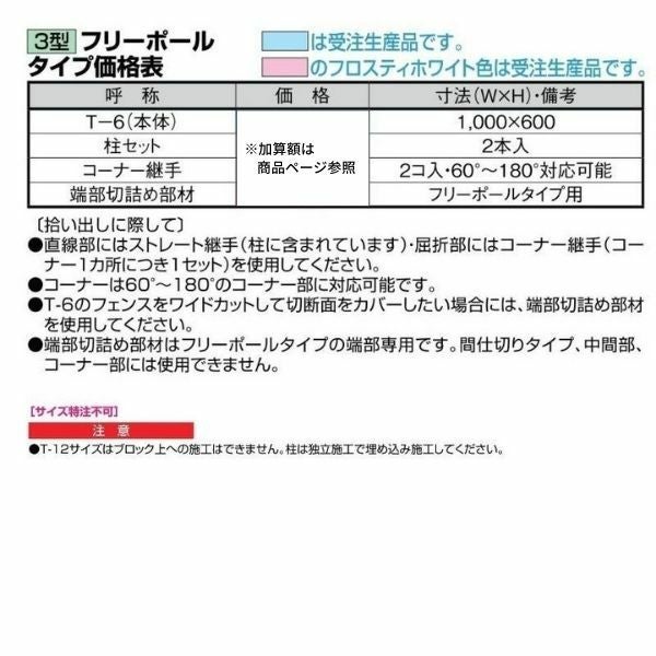 フェンス LIXIL ラフィーネフェンス3型 フリーポールタイプ Ｔ-6 本体 1000×600mm 3枚目