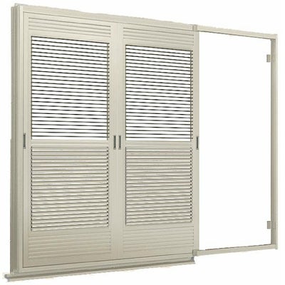 後付け雨戸 LIXIL/TOSTEM 雨戸一筋 半外付型 壁付タイプ 可動ルーバー雨戸 2枚 鏡板無し戸袋 オーダーサイズ 幅一筋W1050～1539×高さ一筋H908～1361mm 台風対策