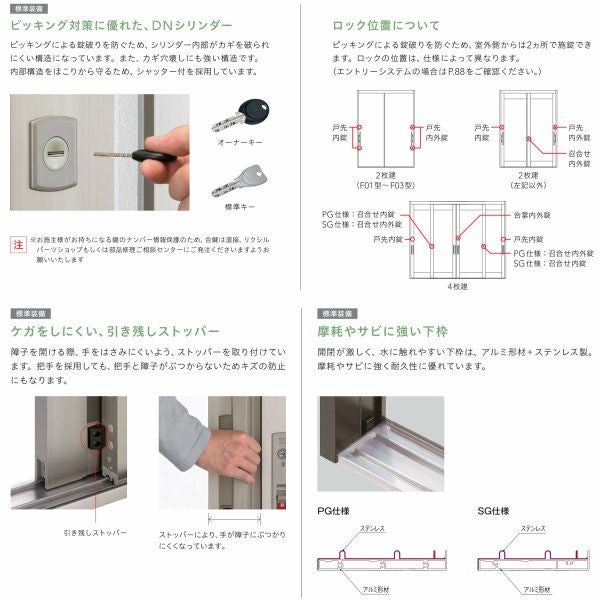 玄関引き戸 リフォーム用 リシェント 玄関引戸2 SG仕様 ランマなし 2枚
