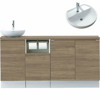 トイレ手洗 キャパシア フルキャビネット カウンター奥行280 ベッセル型 丸形手洗器 YN-AB(L/R)EAEKXH(E/J)X ハンドル水栓 LIXIL リクシル