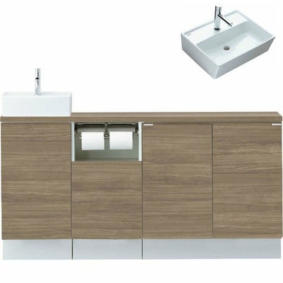 トイレ手洗 キャパシア フルキャビネット カウンター奥行280 ベッセル型 角形手洗器 YN-AA(L/R)EAEKXH(E/J)X ハンドル水栓 LIXIL リクシル