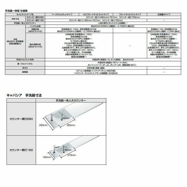 トイレ手洗 キャパシア カウンターキャビネット カウンター奥行160 手洗器一体型人造大理石カウンター AN-AM(L/R)EAAKXH(E/J)X ハンドル水栓 LIXIL リクシル 4枚目