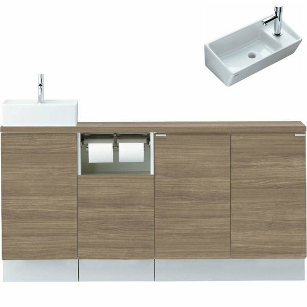 トイレ手洗 キャパシア フルキャビネット カウンター奥行280 ベッセル
