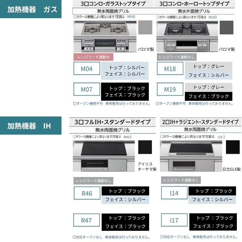 システムキッチン シエラ W2250mm 壁付I型 開き扉プラン ウォール