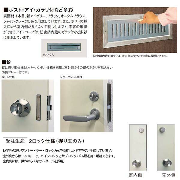 オーダーサイズ】 玄関ドア 勝手口ドア ロンカラーフラッシュドア 三方