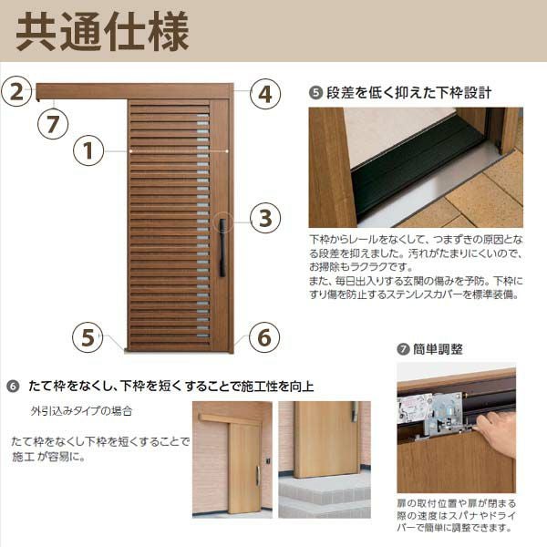 YKK 玄関引き戸 コンコードS30 N09 外引込み メーターモジュール W1875×H2195mm ピタットKey ポケットKey 手動錠 断熱 YKKap 玄関引戸 玄関 リフォーム DIY 13枚目