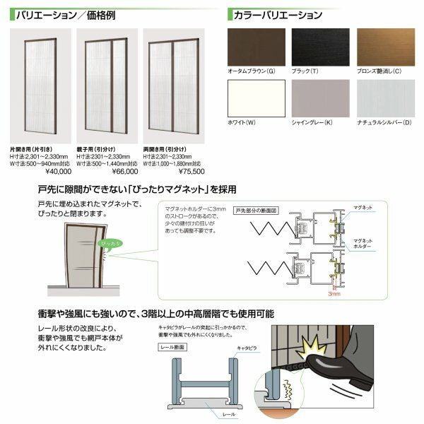 網戸 後付用 しまえるんですα 094233 巾Aw940×高さAh2330mm クローザ