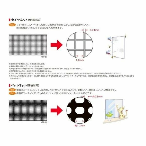 網戸 引違い網戸(中桟付/無し) 34724(内法呼称34424)用 サーモスL/2H