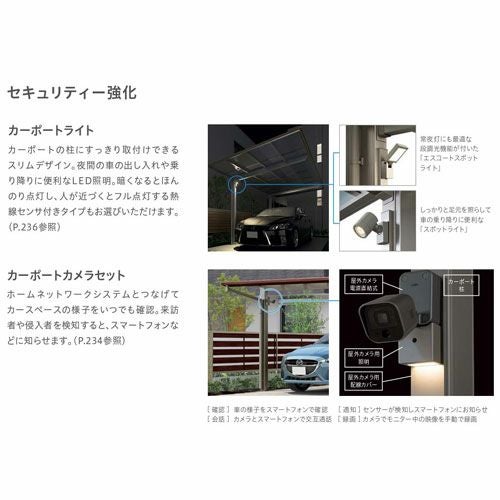 カーポート 2台+二輪車用 リクシル フーゴR 2台用 延長 36-50/14型 W3624×L6392 ポリカーボネート屋根材 車庫 ガレージ 本体 6枚目