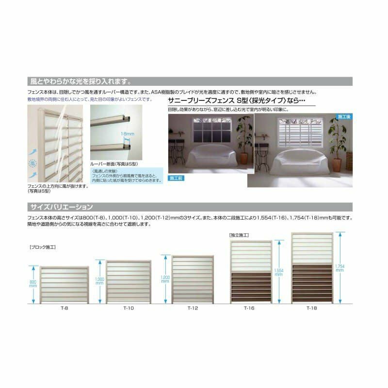 フェンス LIXIL サニーブリーズフェンス S型＜採光タイプ＞ 間仕切り 