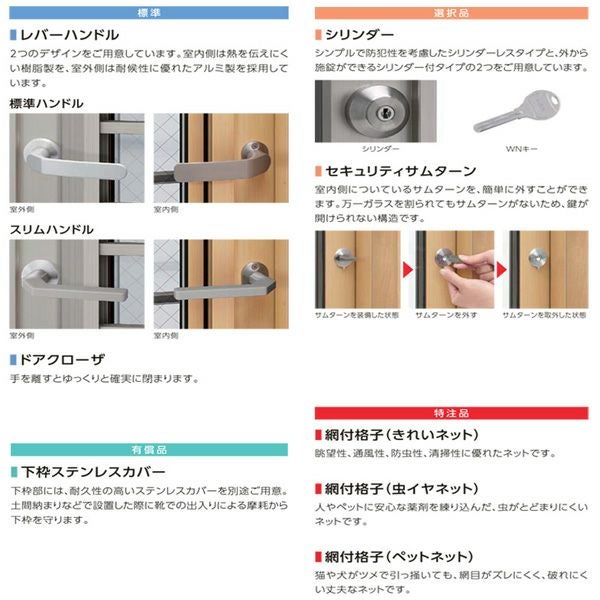 採風勝手口ドアFS 06920 W730×H2030mm 網付 横格子 防火戸 FG-L 