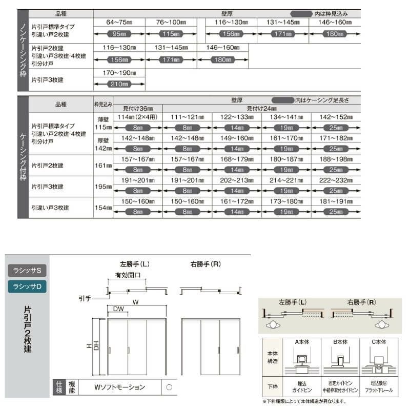【オーダーサイズ 】リクシル ラシッサD ラテオ 可動間仕切り 片引戸 2枚建 ALMKD-LGA ケーシング付枠 Ｗ1604～2954㎜×Ｈ1750～2425㎜ 4枚目