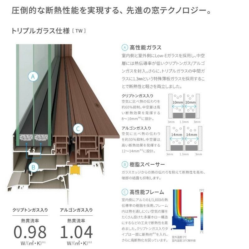 高所用横すべり出し窓 16003 TW (PG) W1640×H370mm 複層ガラス 樹脂