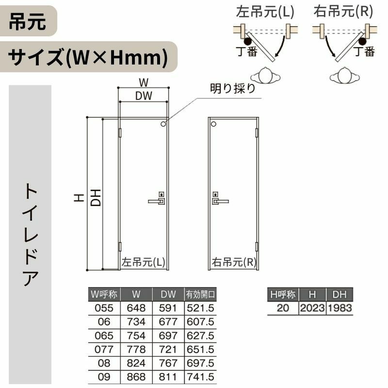 トイレドア ラシッサS LAY ノンケーシング枠 05520/0620/06520/0720/0820/0920 リクシル LIXIL 明かり窓付 錠付き 屋内 セミオーダー 建具 ドア 木製 おしゃれ 室内ドア 交換 リフォームDIY    【リフォームおたすけDIY】 5枚目