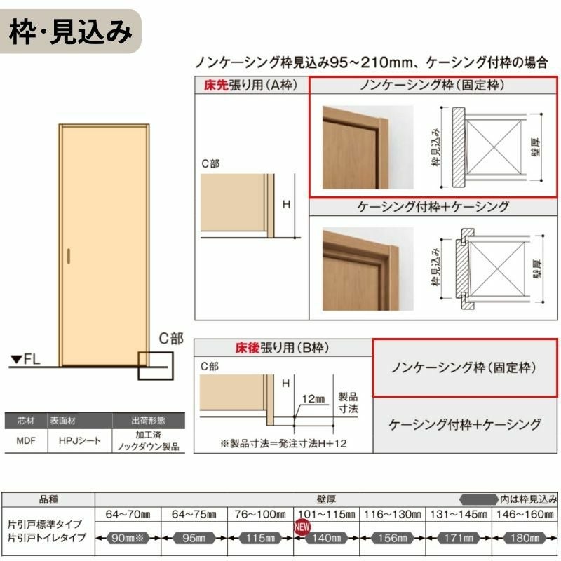室内引戸 片引き戸 標準タイプ Vレール方式 ラシッサS ガラスタイプ LGY ノンケーシング枠 1220/1320/1420/1620/1820 リクシル 錠付き/錠なし 建材 建具 ドア 室内ドア 引戸 おしゃれ 交換 室内ドア リフォーム DIY 6枚目