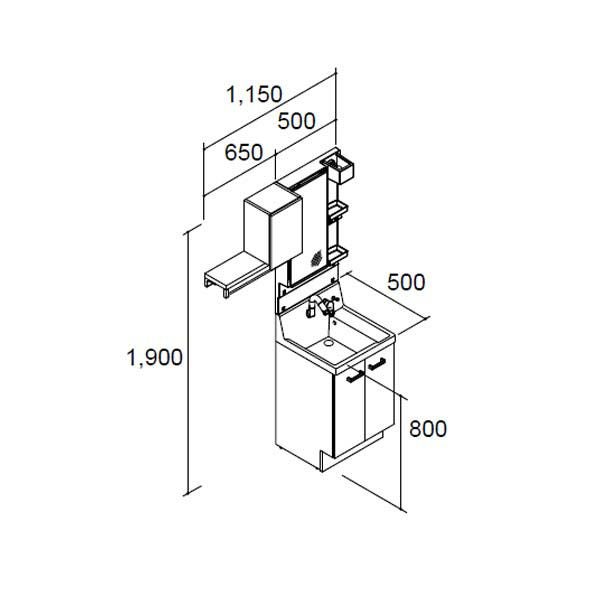 ピアラ 洗面台本体 AR3N-505SY/■H ミラーキャビネット MAR3-501TXJU ランドリーキャビネット ARK-652FL/■ セット 間口1550mm LIXIL リクシル INAX イナックス 3枚目