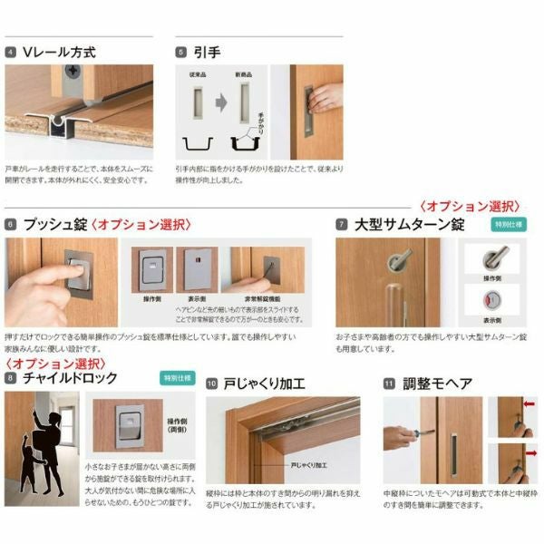 【オーダーサイズ 】リクシル ラシッサD ヴィンティア Ｖレール方式 片引戸 標準タイプ AVKH-LGY ケーシング付枠 Ｗ1188～1992mm×Ｈ1728～2425mm 10枚目