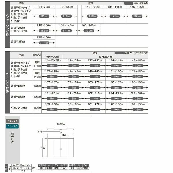 【オーダーサイズ 】リクシル ラシッサD ヴィンティア Ｖレール方式 引分け戸 AVWH-LAY ケーシング付枠 Ｗ2341～3949mm×Ｈ1728～2425mm 5枚目