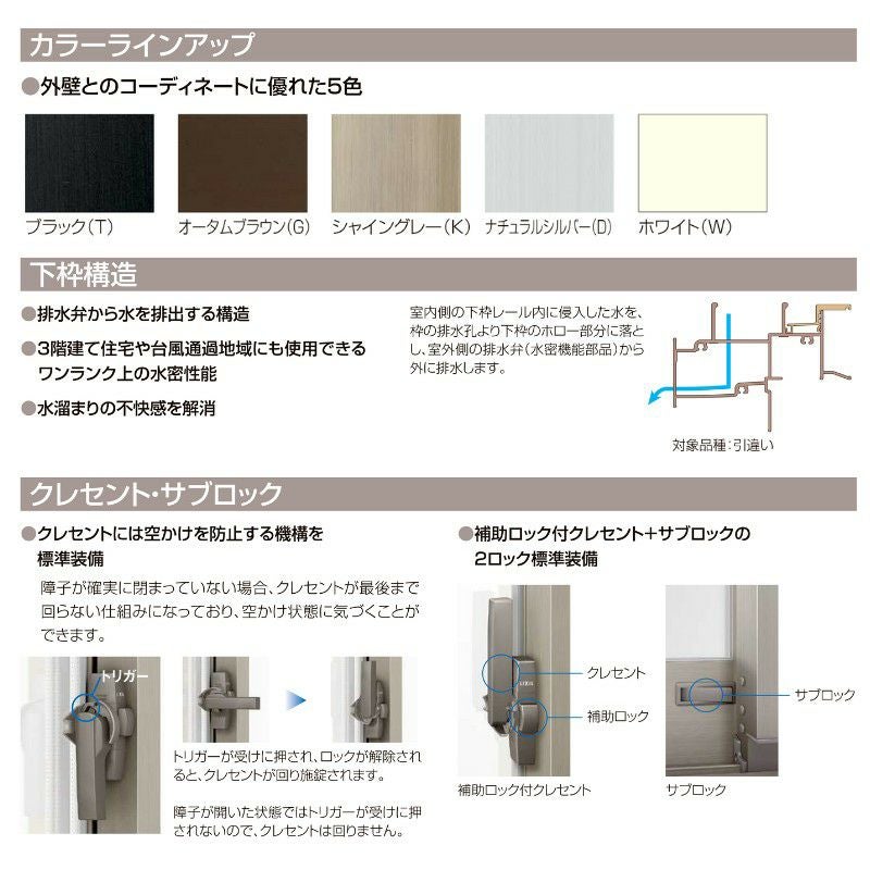 雨戸付引違い窓 半外付 15009 セレクトサッシPG W1540×H970 mm LIXIL
