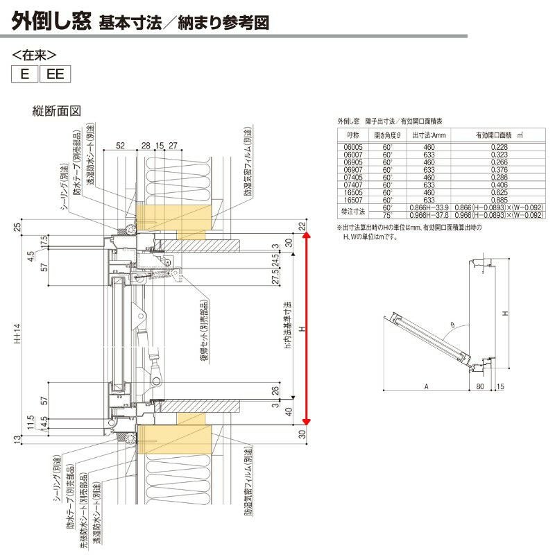 外倒し窓 半外付 16505 セレクトサッシＳＧ W1690×H570 mm LIXIL アルミサッシ 外倒し 窓 ガラス リフォーム DIY 4枚目