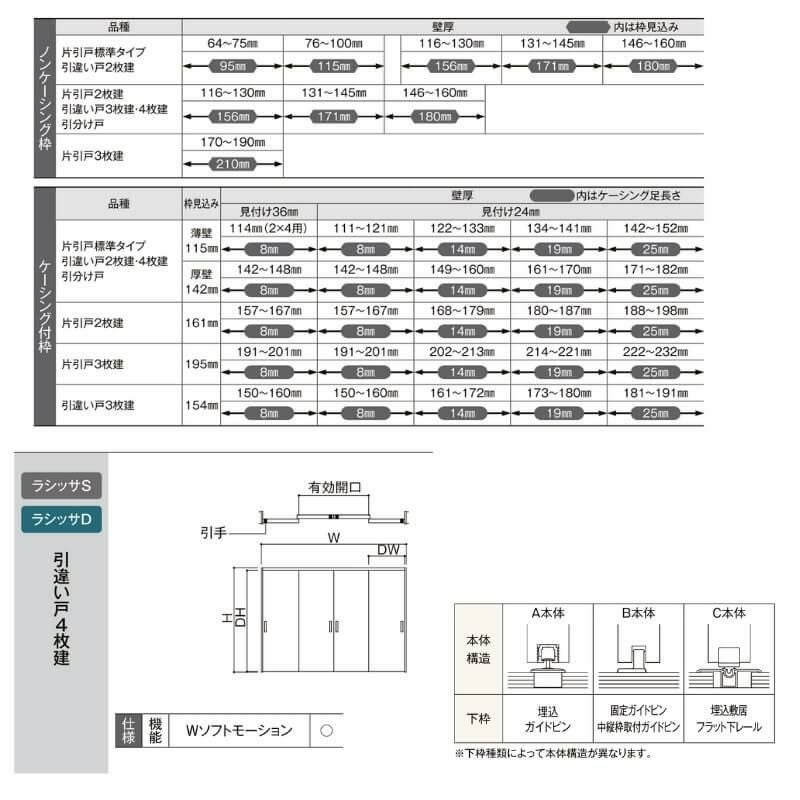 可動間仕切り 引き違い戸 4枚建 引戸上吊方式 ラシッサD ヴィンティア