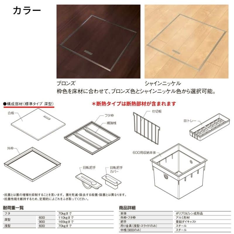 床下収納 断熱タイプ 深型600 □-A600-MAJ7+ZZ-0001-MAJ7 寸法(mm) 606