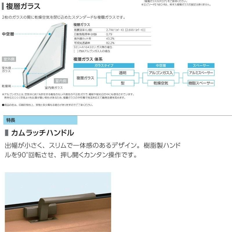 YKKAP社　横すべり出し窓　複層硝子　未使用品① エピソード（YKK AP） 横スリットすべり出し窓 114023 エピソードII
