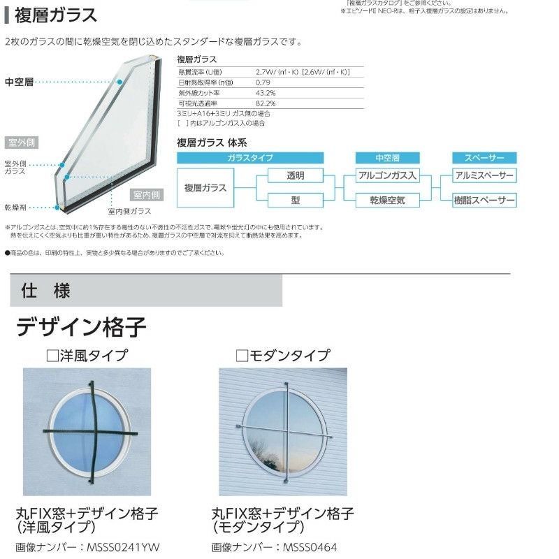 丸FIX窓 115115 エピソードⅡ NEO W1235×H1235 mm YKKap 断熱 樹脂