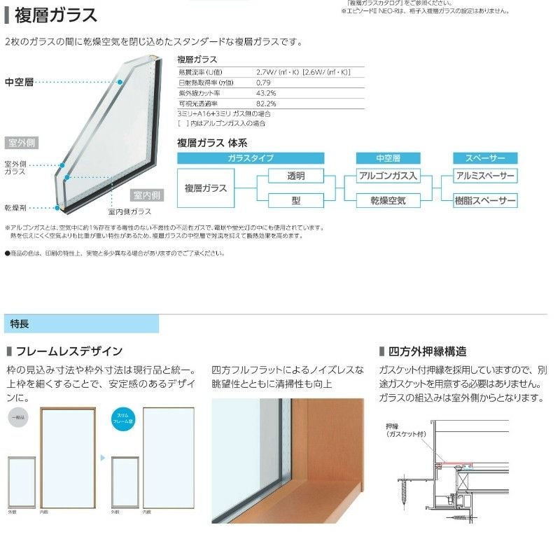 ＦＩＸ窓 スリムフレーム 114018 エピソードⅡ ＮＥＯ W1185×H253 mm YKKap 断熱 樹脂アルミ複合 サッシ スリムフレーム ＦＩＸ 窓 リフォーム DIY 7枚目