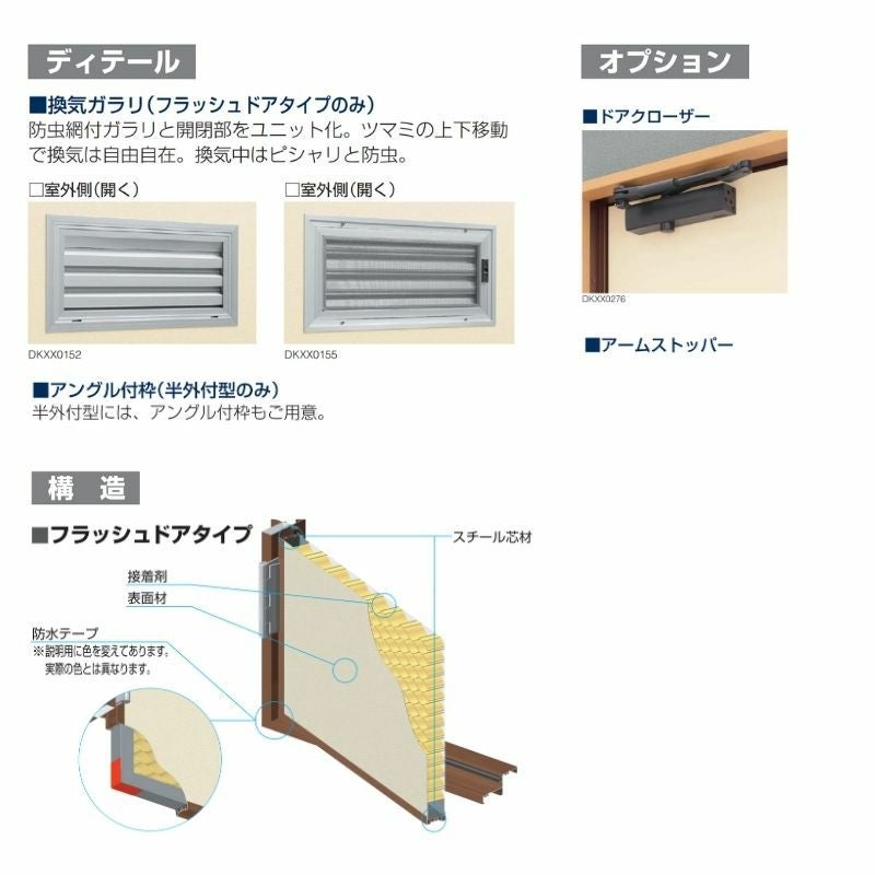 玄関ドア 勝手口 2HD 78518 W785×H1840mm フラッシュドアタイプ