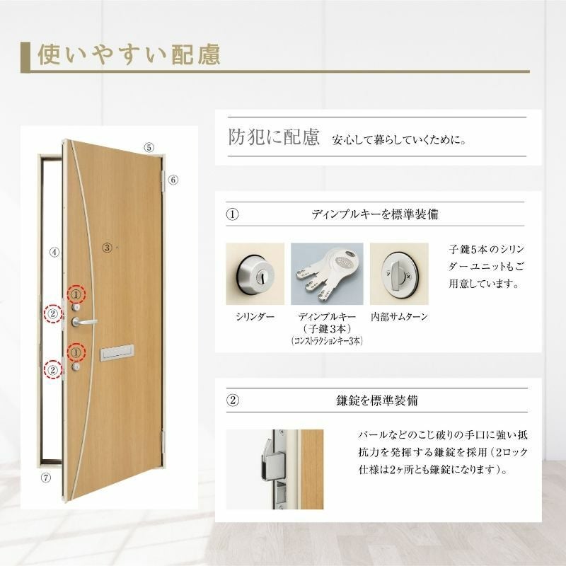 アパート用玄関ドア 2SD-Ⅱ C71型 W785×H1919mm 手動錠 断熱仕様D４ 非防火仕様 ランマ無  YKK YKKap 集合住宅ドア おしゃれ かっこいい 防犯 リフォーム 4枚目