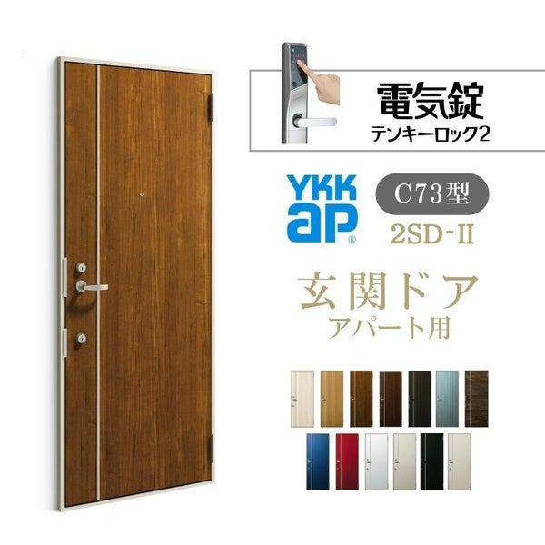 アパート用玄関ドア 2SD-2 C73型 W785×H1919mm 電気錠 テンキーロック２ 断熱仕様D４ 非防火仕様 ランマ無 YKK YKKap 集合住宅ドア おしゃれ   リフォーム