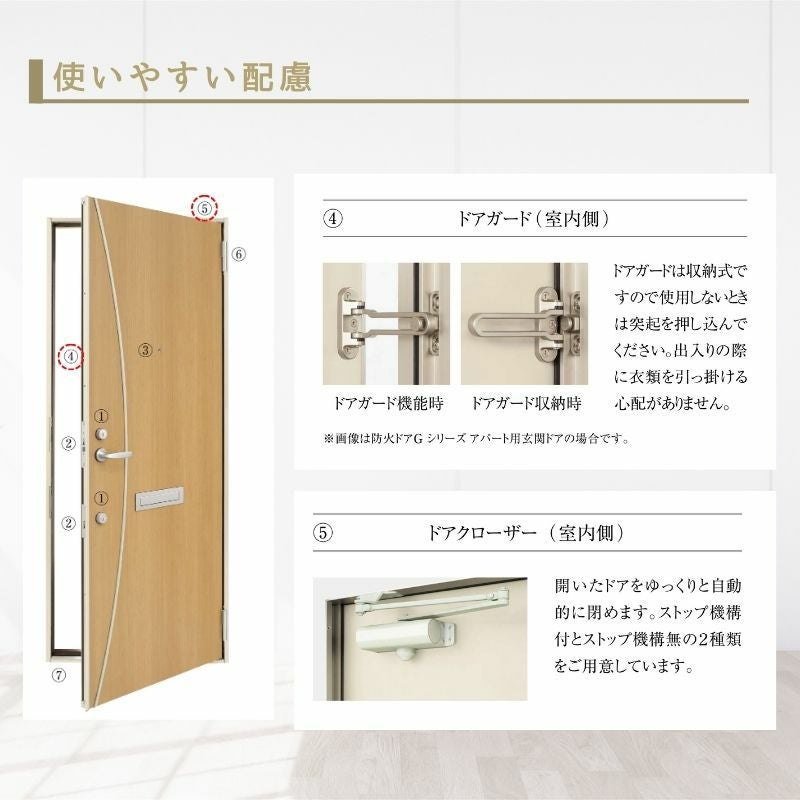 アパート用玄関ドア レガーロ R01型 W785×H1920/2000mm 電気錠 断熱仕様D2 非防火仕様 ランマ無 YKK YKKap 集合住宅用ドア おしゃれ 防犯 リフォーム 13枚目