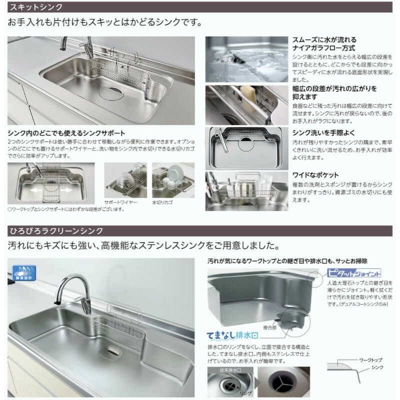 システムキッチン リクシル ノクト 壁付L型 W2550mm 基本プラン 3口コンロ 間口幅255×奥行65cm 食洗機付 下台のみ グループ1 LIXIL リフォーム 流し台 システムキッチン セミオーダー 仕様変更対応 12枚目