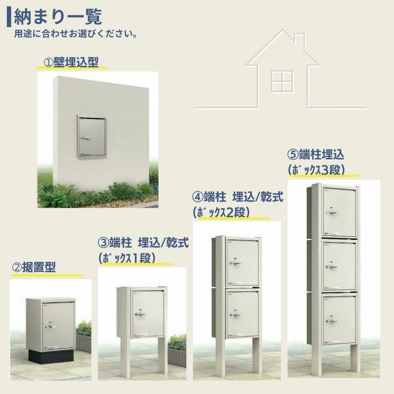 ポスティモ 宅配ボックス1型 受取可能寸法:W290*D230*H330mm シリンダー錠 郵便ポスト 宅配ポスト 置配 YKKap YKK シンプレオシリーズ 防犯 おしゃれ リフォーム 7枚目