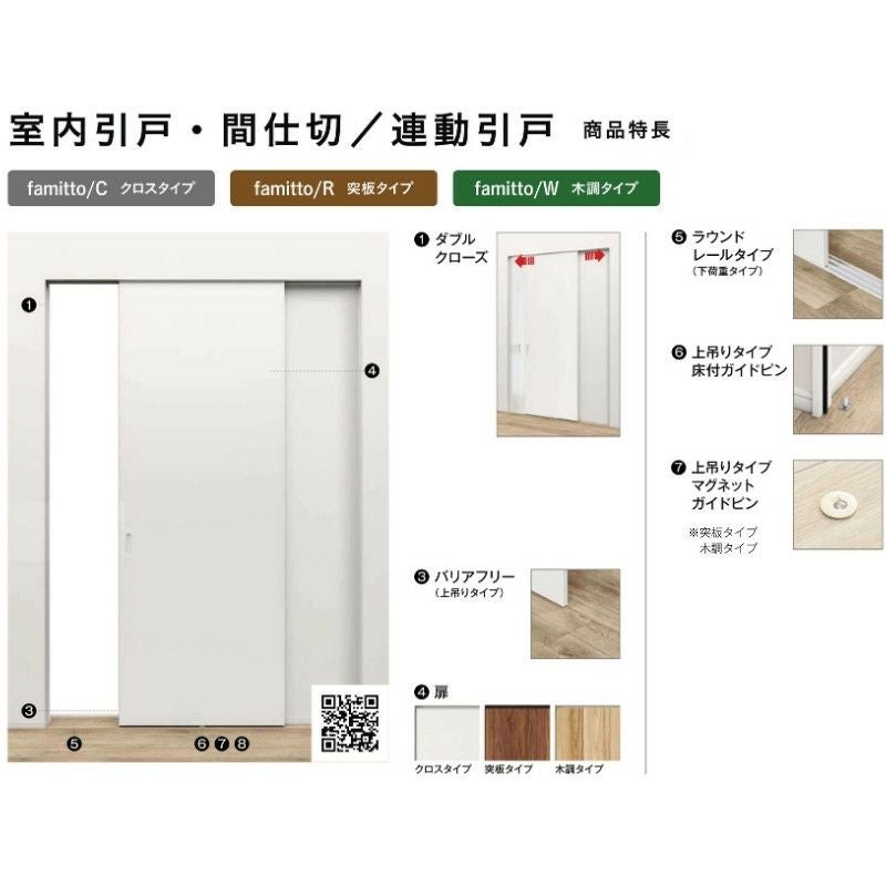 YKKap 室内引戸 ファミット スリム枠 famitto/C クロス C11 引違い戸(3