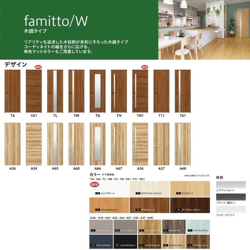 YKKap 室内引戸 ファミット スリム枠 famitto/C  クロス C01 片引き戸(3枚建) 31520 [ W3156×H2045mm ] ラウンドレール YKK 室内 建具 リフォーム DIY 5枚目