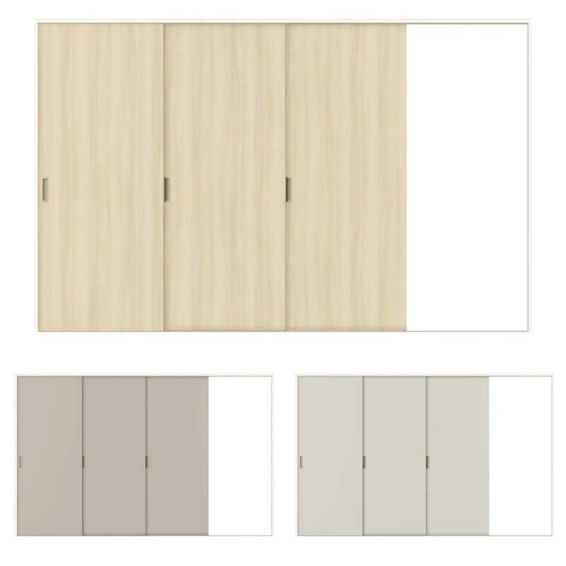 【オーダーサイズ 】室内引戸 Vレール方式 リクシル ラシッサD キナリモダン 片引戸3枚建 AKKT-LAA ケーシング付枠 W1756～3916mm×H628～2425mm DIY