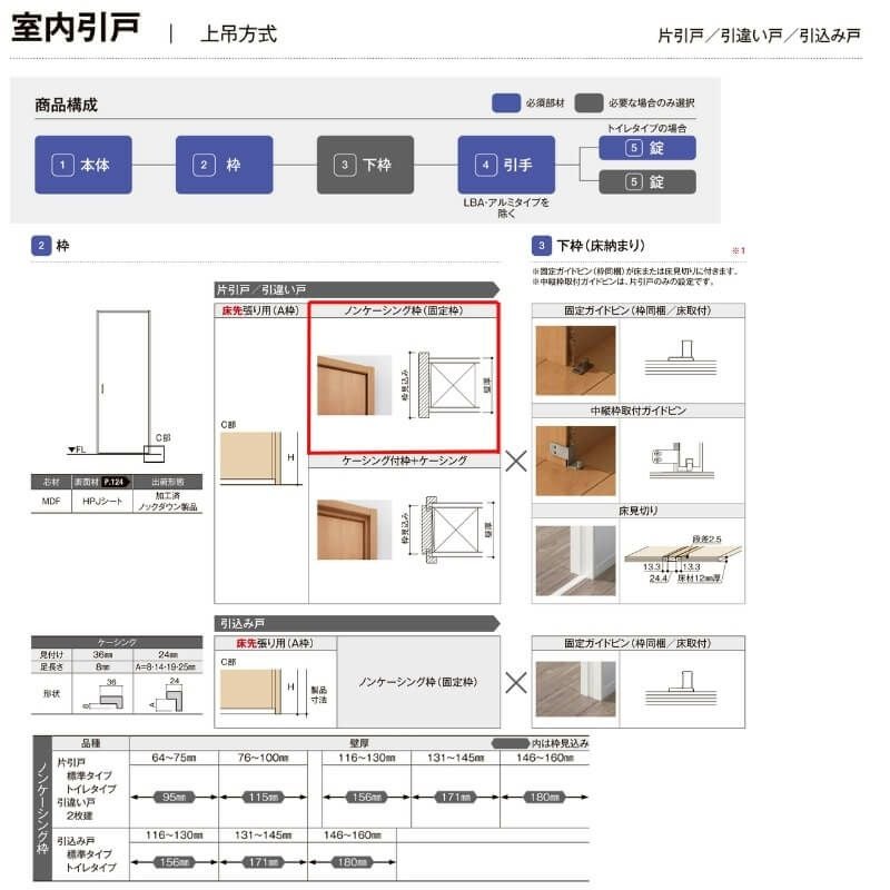 【オーダーサイズ 】室内引戸 上吊 リクシル ラシッサD キナリモダン 引違い戸2枚建 AKUH-LAA ノンケーシング枠 W912(Ｗ1092)～1992mm×Ｈ650(Ｈ1750)～2425mm 5枚目