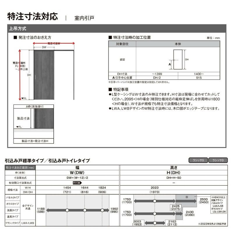 【オーダーサイズ 】室内引戸 上吊方式 リクシル ラシッサD キナリモダン 引込み戸 標準タイプ AKUHK-LAA ノンケーシング枠 W1188～1992mm×H1750～2425mm DIY 8枚目