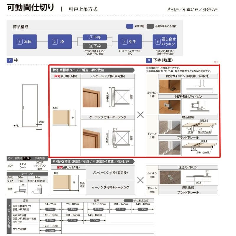 【オーダーサイズ 】可動間仕切り 引戸上吊 リクシル ラシッサD キナリモダン 片引戸標準タイプ AKMKH-LAA ノンケーシング枠 W1092～1992mm×H1750～2425mm DIY 5枚目