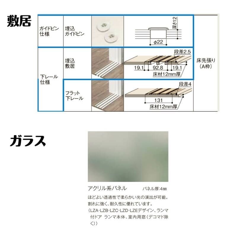 【オーダーサイズ 】可動間仕切り 引戸上吊方式 リクシル ラシッサD キナリモダン 片引戸2枚建 AKMKT-LZE ノンケーシング枠 W2116～3916mm×H1750～2425mm DIY 6枚目