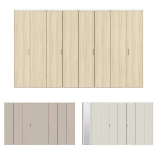 【オーダーサイズ 】クローゼット扉 ドア 8枚折れ戸 ラシッサD キナリモダン レールタイプ LAA ノンケーシング枠 W2747～3648×H1545～2023mm ミラー付/無 DIY